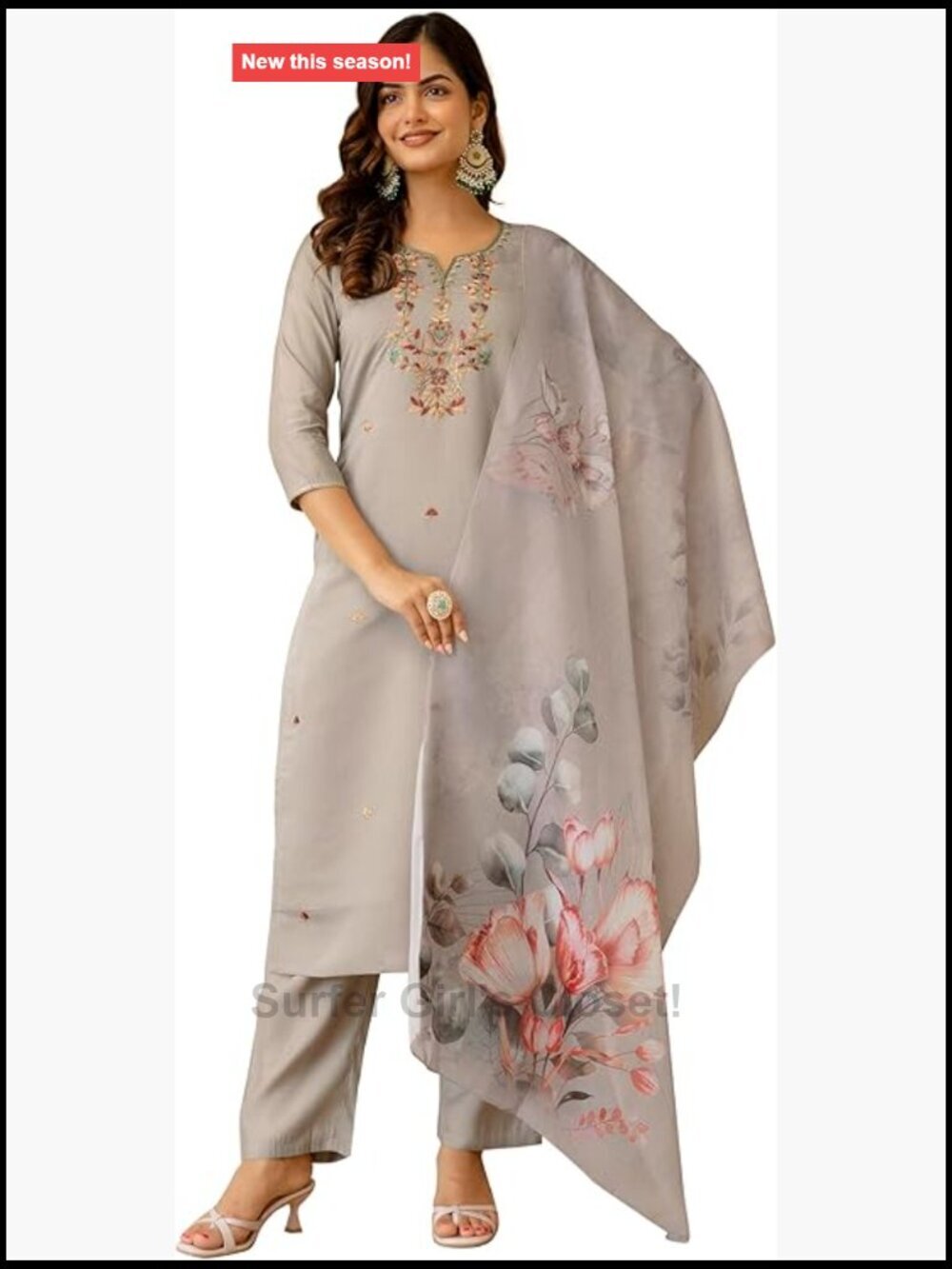 Chanderi Silk Embroidered Kurta Pant Set with Dupatta Salwar Suit
